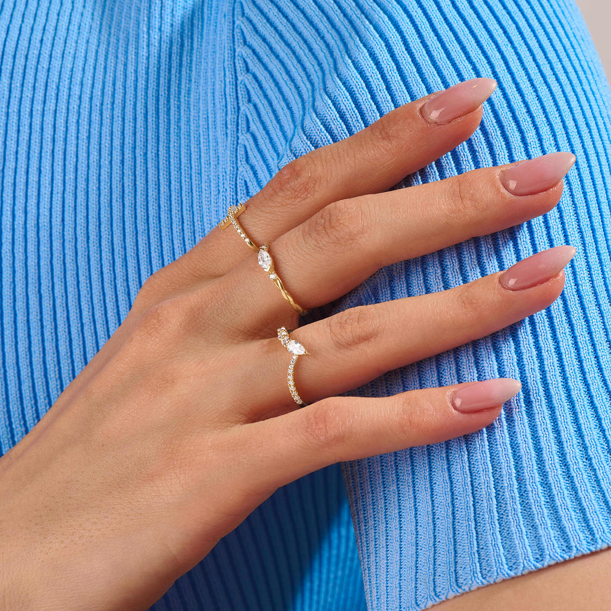 Women's CZ Pave Dainty Cross Stackable Ring in 14k Real Gold
