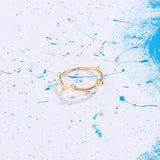 14k Real Yellow Gold Dainty Vine Stacking Ring for Women