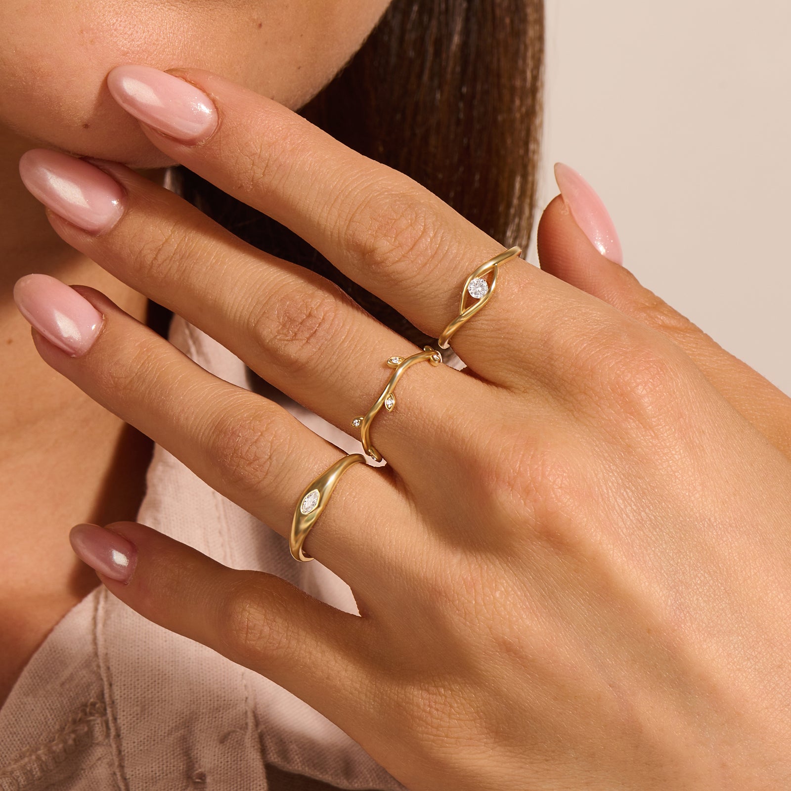 14k Gold Dainty Vine Stacking Ring for Women NORM JEWELS