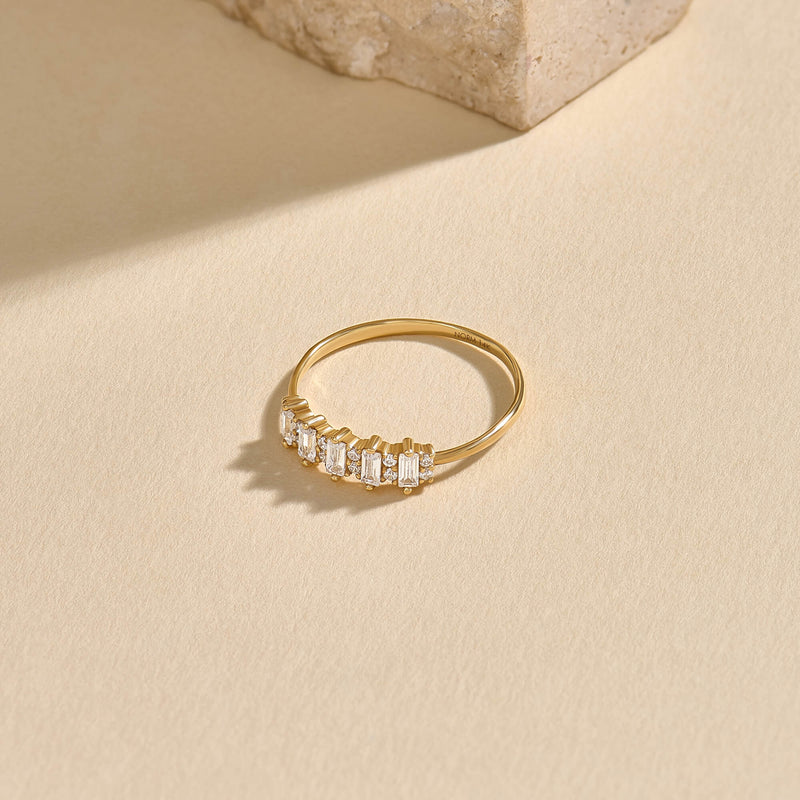 Dainty Wedding Baguette Ring in 14K Gold