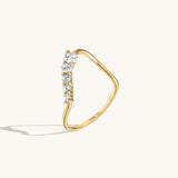 14k Solid Gold Deep Curve Wave Ring for Women