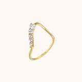 Asymmetric Pave Deep Curve Stacking Ring in 14k Solid Gold