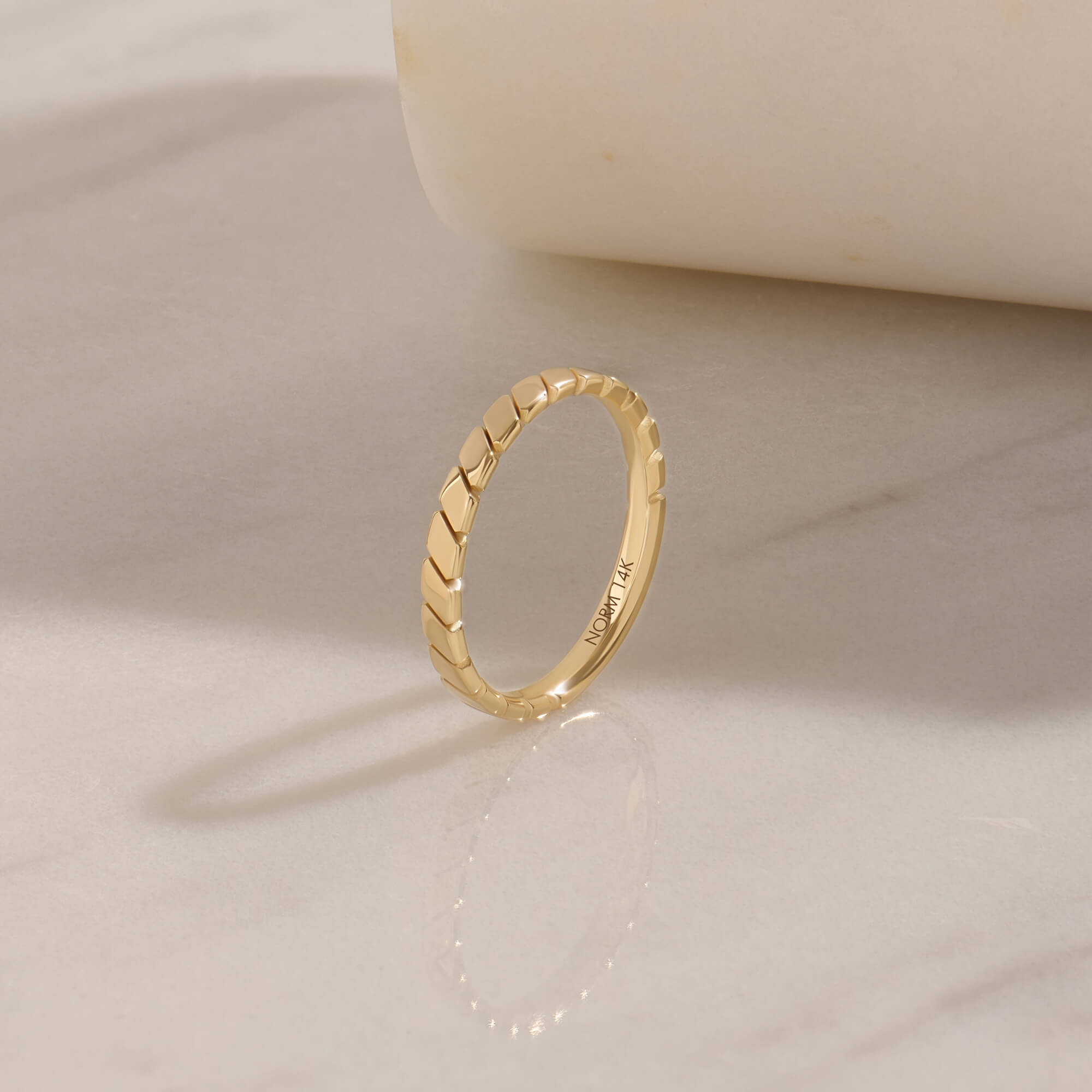 Diagonal Band Ring in 14K Real Yellow Gold