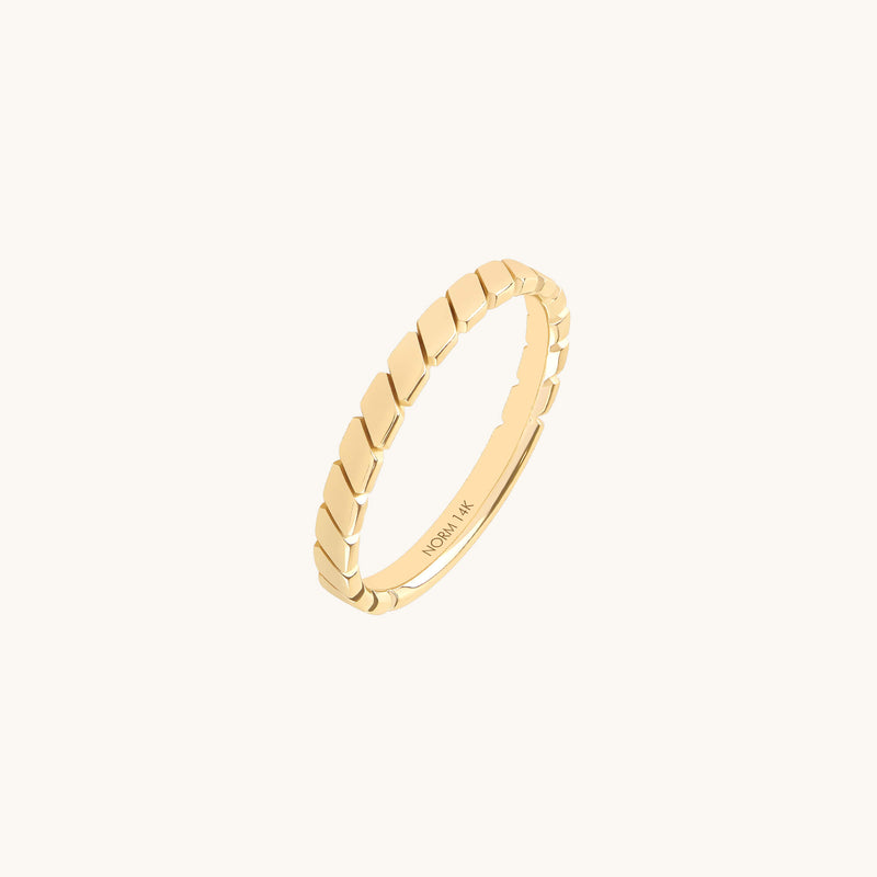 14K Solid Yellow Gold Diagonal Band Ring