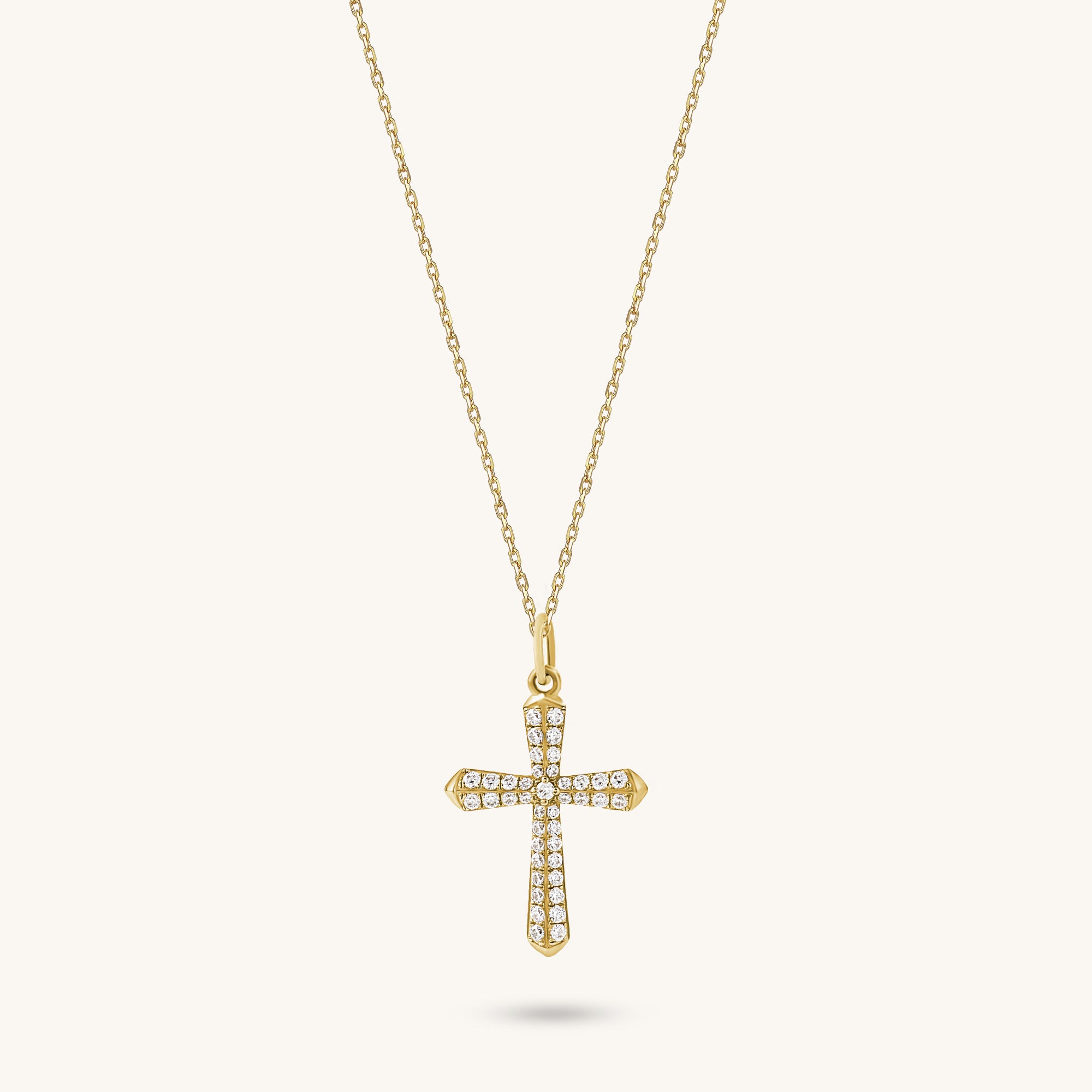 Lab-Grown Diamond Cross Necklace in Solid Gold