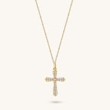 Lab-Grown Diamond Cross Necklace in Solid Gold