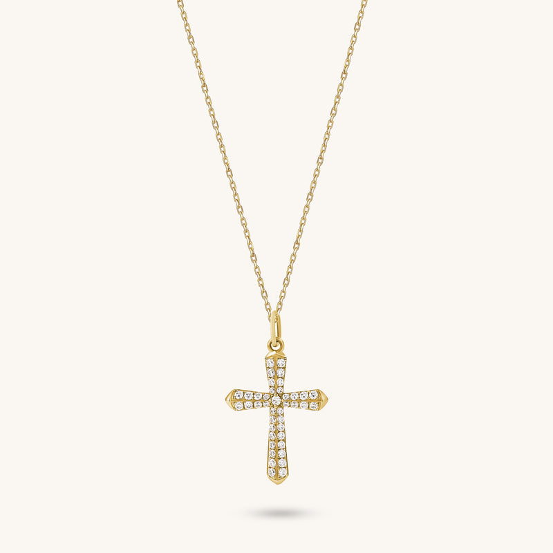 Lab-Grown Diamond Cross Necklace in Solid Gold