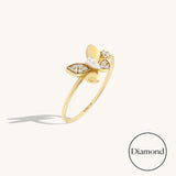 0.21ct Diamond Butterfly Promise Ring in 14k Solid Gold