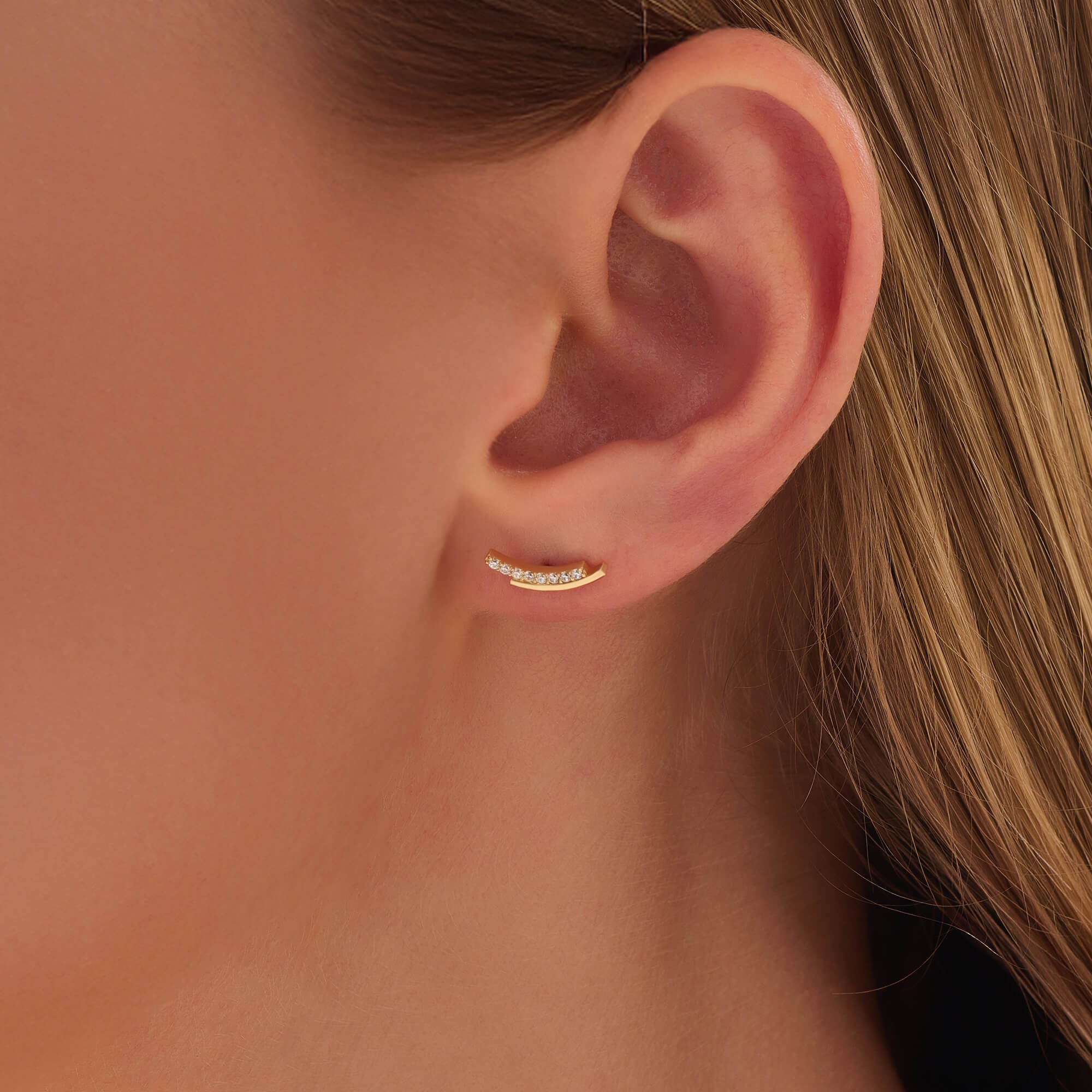 Women's Real Gold Diamond Cascade Chain Studs