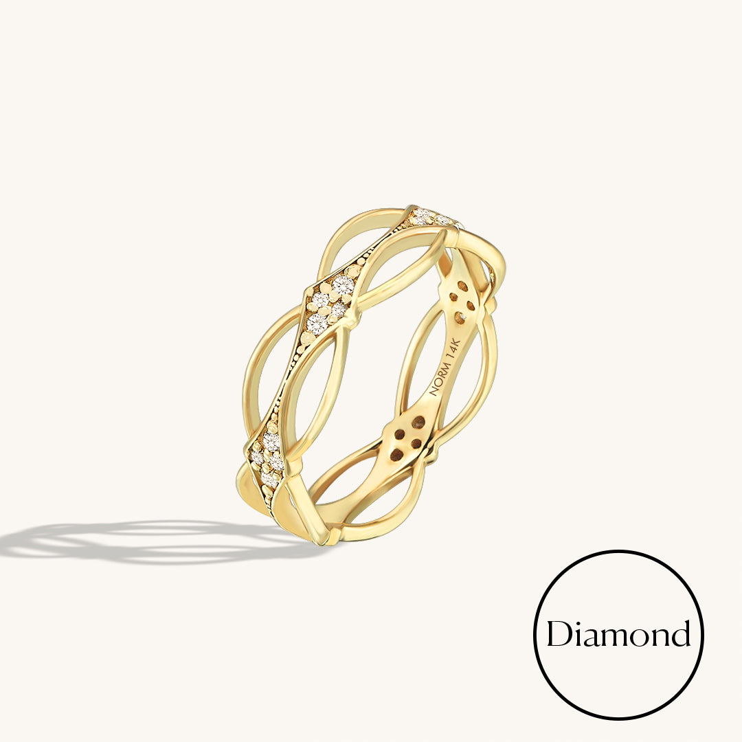 14k Real Gold 0.29 ctw Diamond Pave Celtic Knot Wedding Band