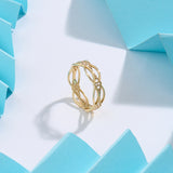 14k Real Yellow Gold Celtic Infinity Ring - Pave 0.29ctw Diamonds - Norm Jewels