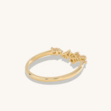 14k Solid Gold 0.14ctw Diamond Cluster Stackable Curve Ring