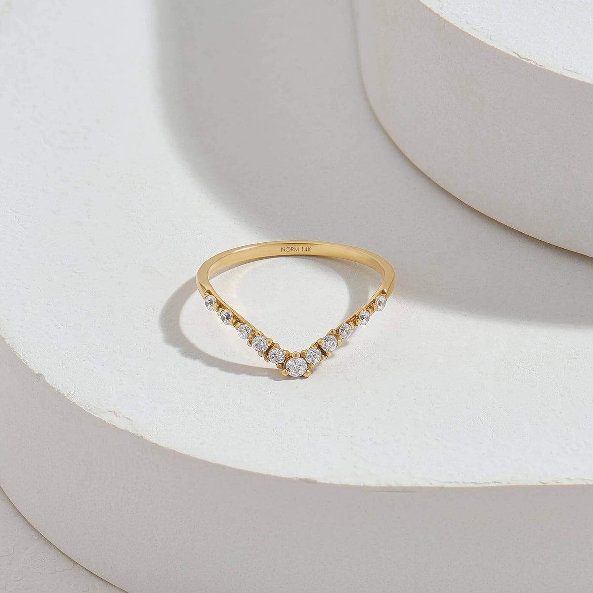 Diamond Curved Stackable Ring in 14k Solid Gold