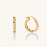 Women's Diamond Cut Hoop Earrings in 14K Solid Gold