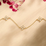 Diamond Flower Style Bracelet in 14K Solid Yellow Gold