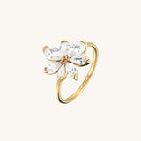 1.90ctw Diamond Flower Statement Ring in 14k Solid Yellow  Gold