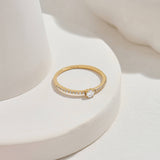 Diamond Half Eternity Solitaire Ring in 14k Solid Gold