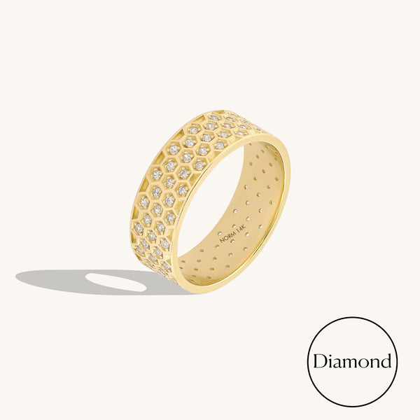 0.34ctw Diamond Honeycomb Wedding Band in 14K Real Gold