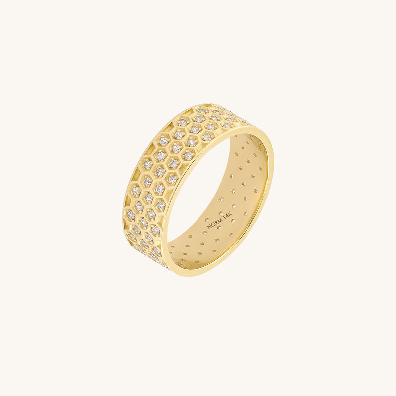 0.34ctw Diamond Honeycomb Wedding Band in 14K Solid Gold