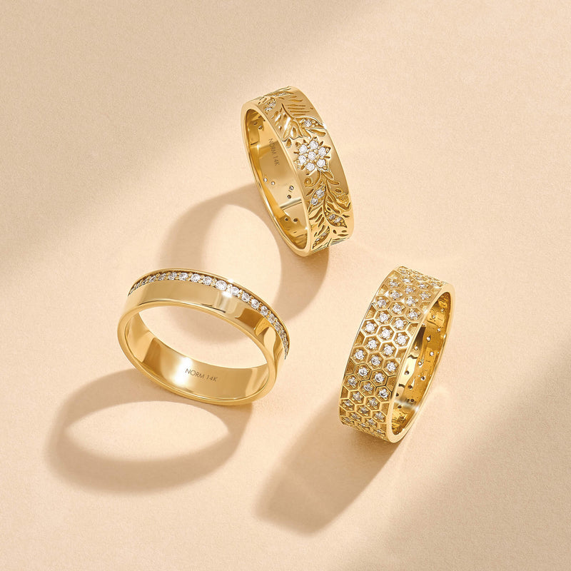 Diamond Honeycomb Band Ring in Gold