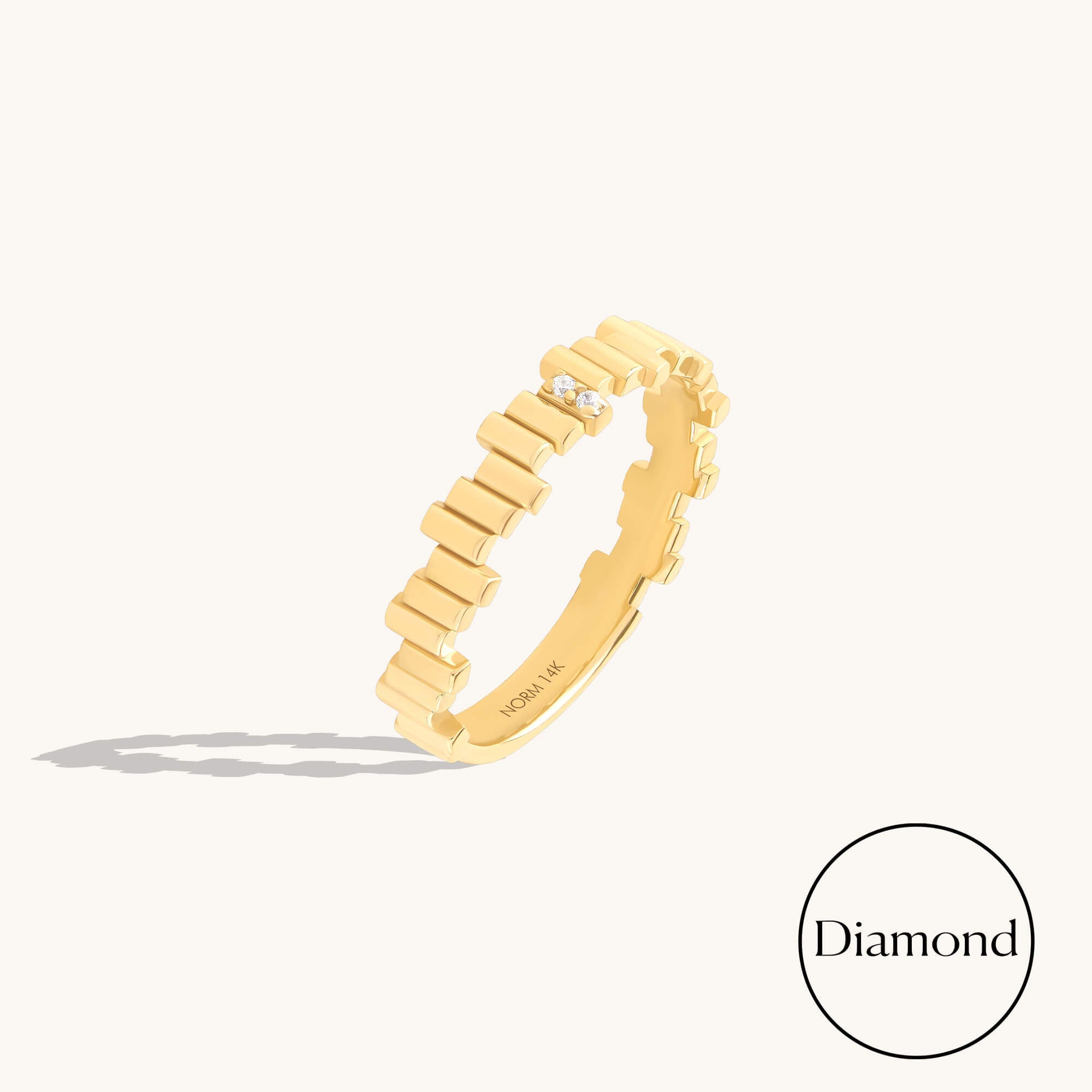 Diamond Irregular Bars Stacking Ring in Solid Gold