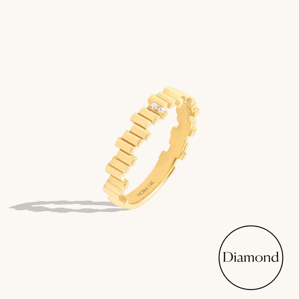 Diamond Irregular Bars Stacking Ring in Solid Gold