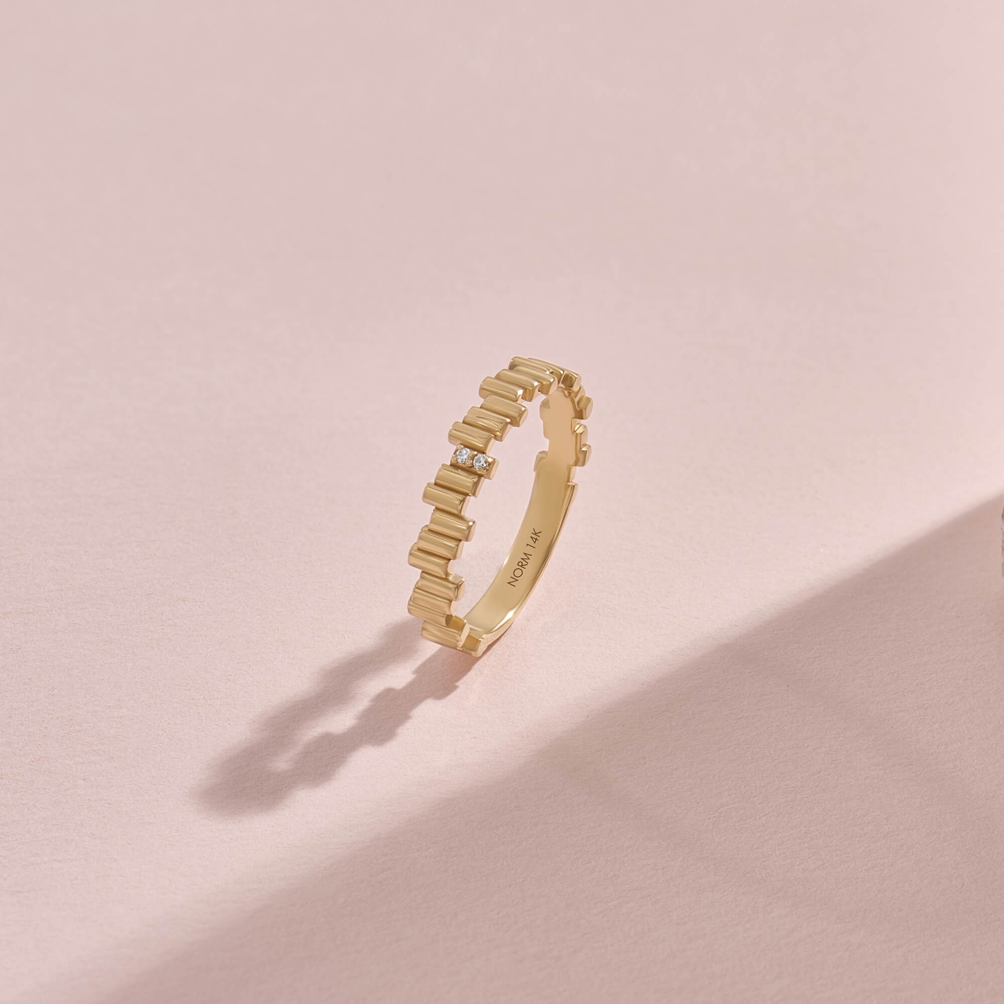 Diamond Irregular Bars Ring in Solid Yellow Gold