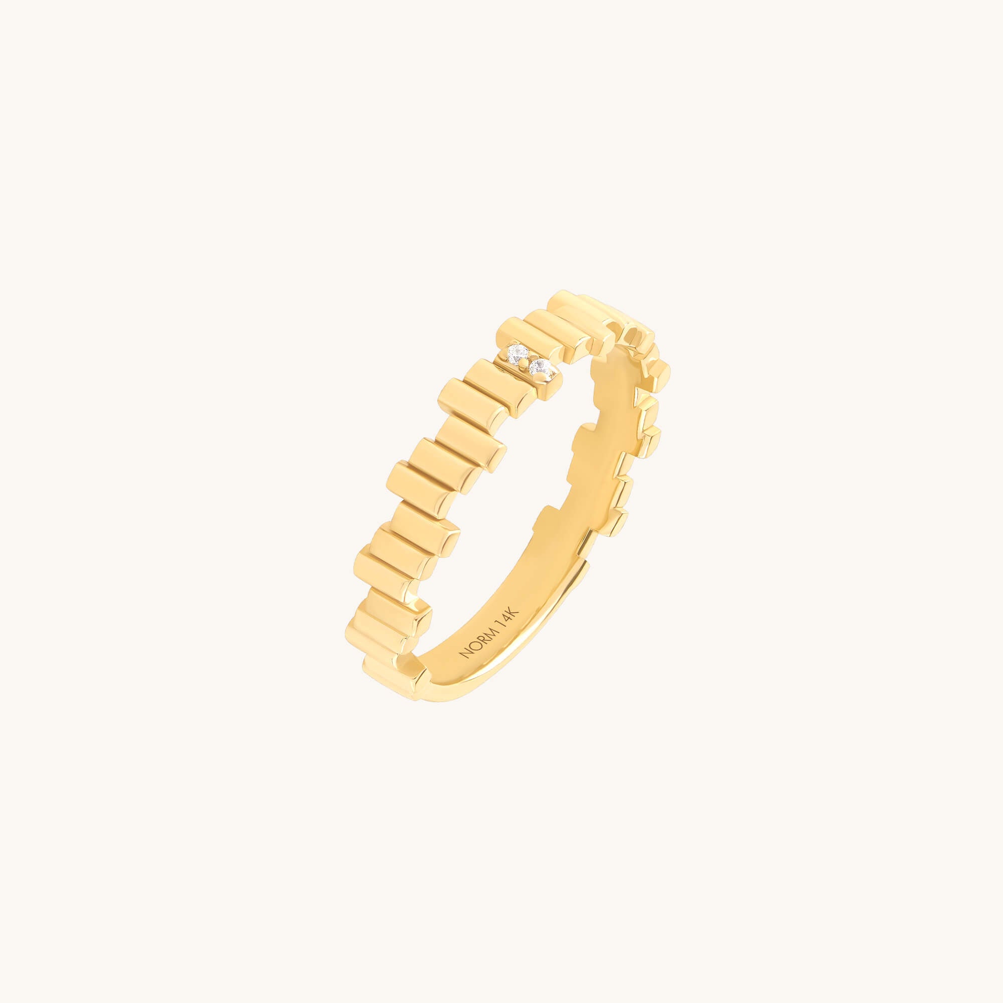 Diamond Irregular Bars Ring in Solid Gold