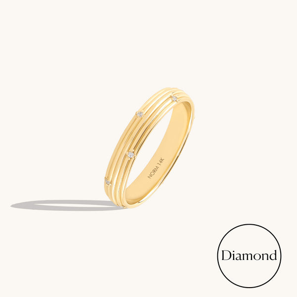 Diamond Linear Band Ring in Solid Gold