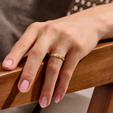 Women's Linear Diamond Band Ring in Solid Yellow Gold