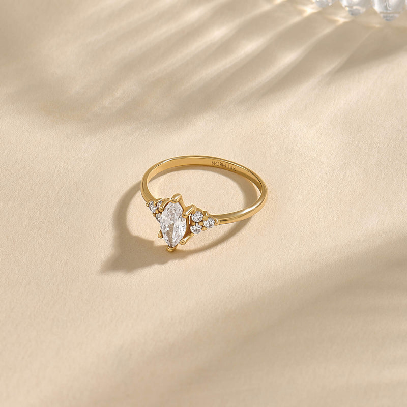 14K Gold Marquise Diamond Engagement Ring