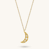 Diamond Moon Necklace in Gold