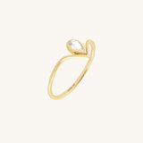 Solid 14K Gold Pear-Cut Diamond Chevron Ring