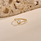 14K Gold Pear-Cut Diamond Chevron Ring