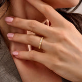 Women's Pillar Band Ring with Diamonds in Real Gold