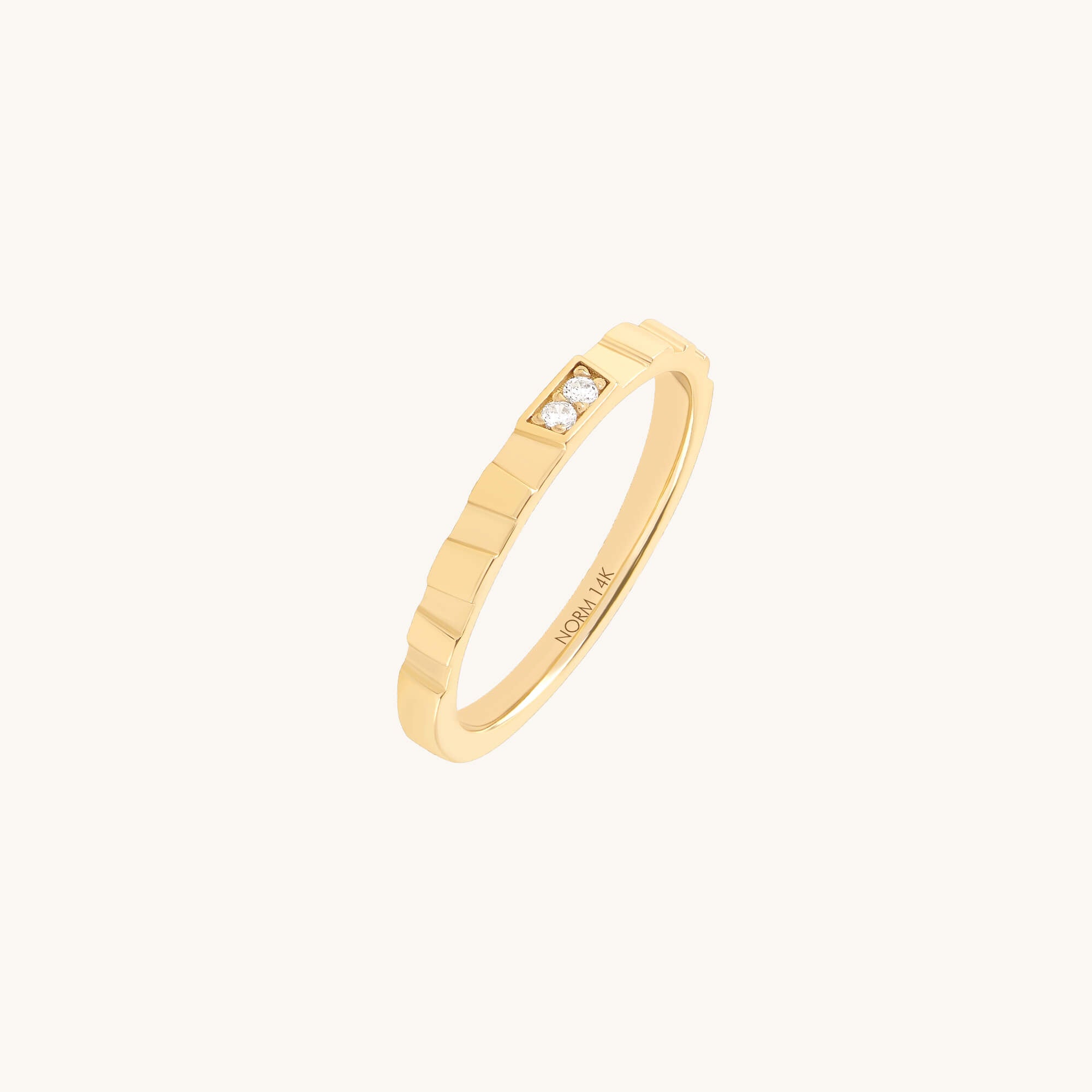 Diamond Pillar Band Ring in Real Gold