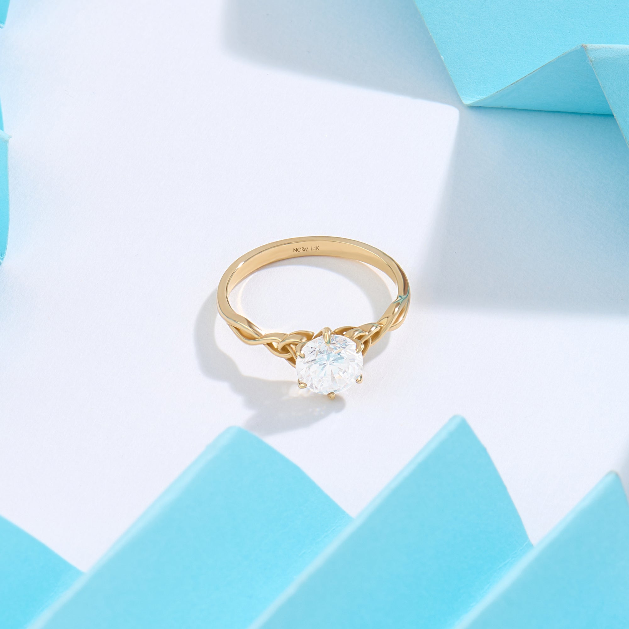 1.29ct Diamond Celtic Inspired Engagement Ring in 14k Real Yellow  Gold