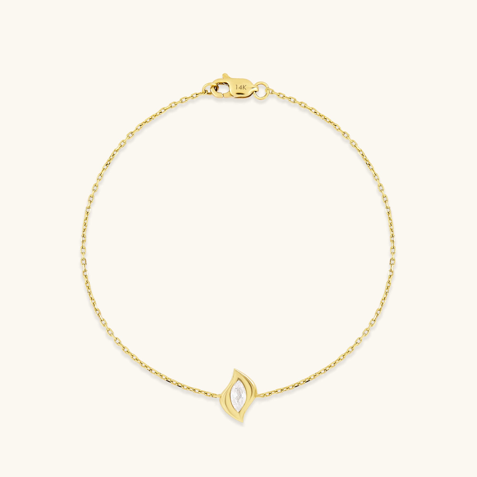 Women's Diamond Solitaire Leaf Bracelet in 14k Real Gold