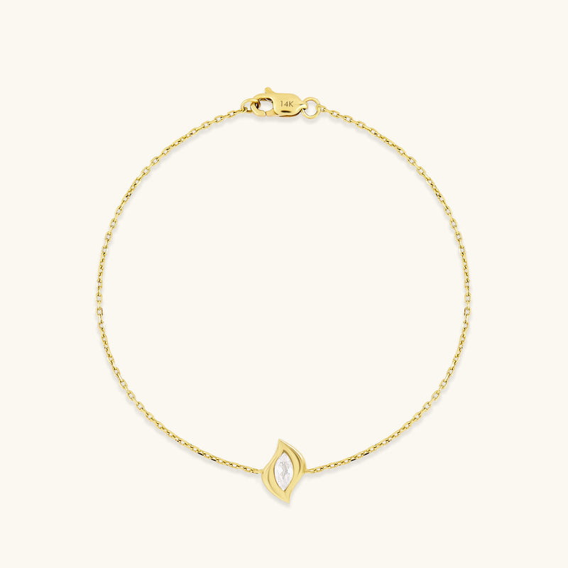 Women's Diamond Solitaire Leaf Bracelet in 14k Real Gold