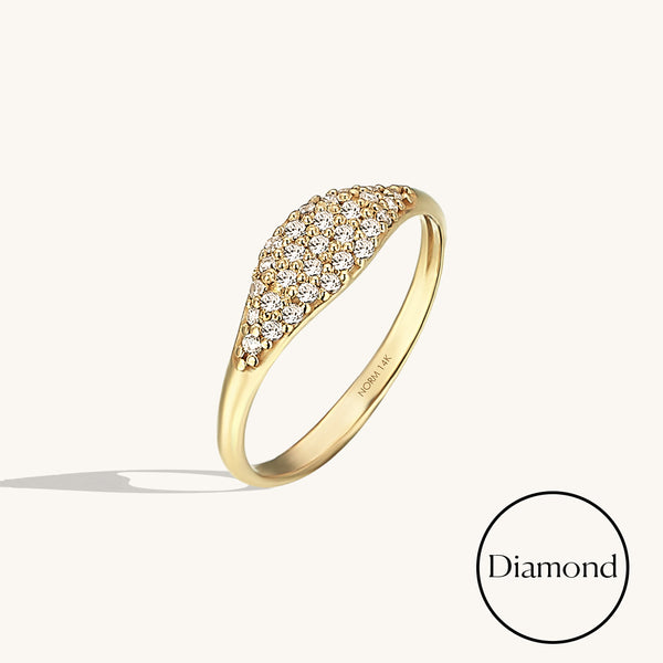 Women's 0.20 ctw Diamond Pave Signet Ring in 14k Solid Gold
