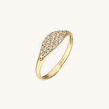 Women's Diamond Signet Ring in 14K Real Gold
