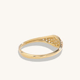 14K Solid Yellow Gold 0.20ct Diamond Pave Ring