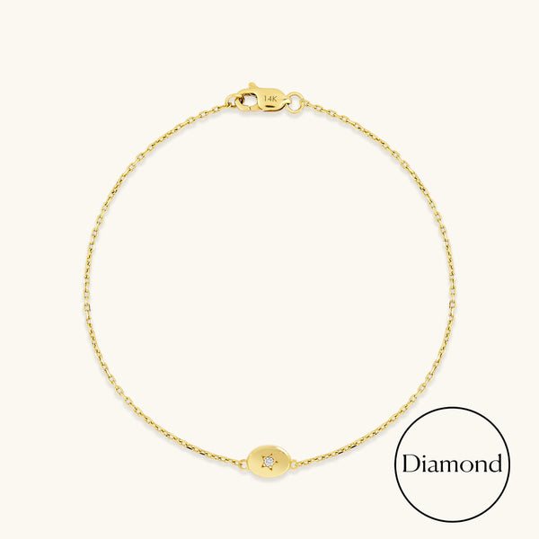 Diamond Star Bracelet in 14K Real Yellow Gold