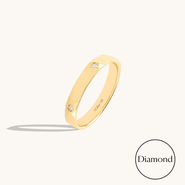 Diamond Starburst Band Ring in Solid Gold