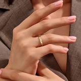 Women's Diamond Starburst Band Ring in Solid Yellow Gold