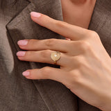 Women's Diamond Swirl Signet Ring in Real Yellow Gold