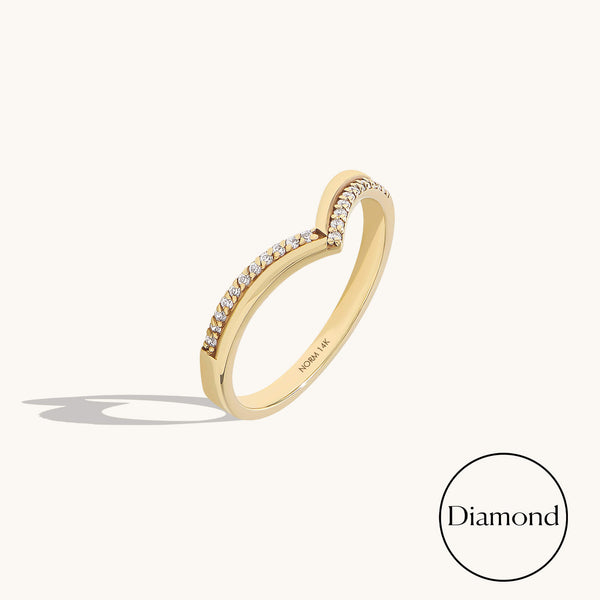 Women's Diamond Double Chevron Ring in 14K Solid Yellow Gold