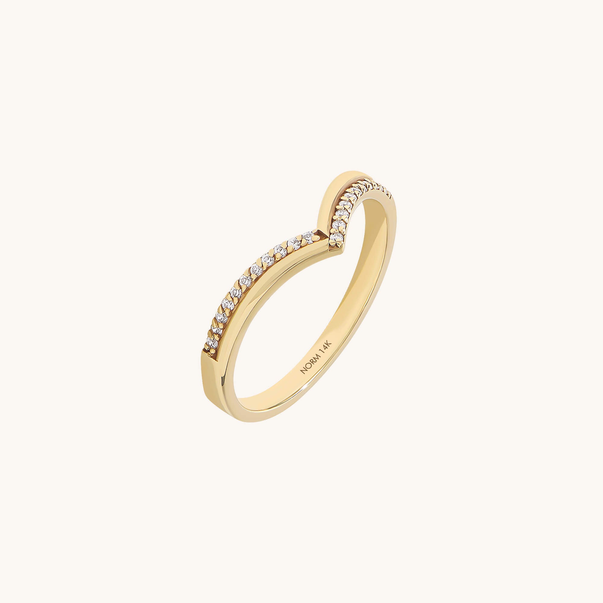 Diamond Double Chevron Ring in 14K Real Yellow Gold