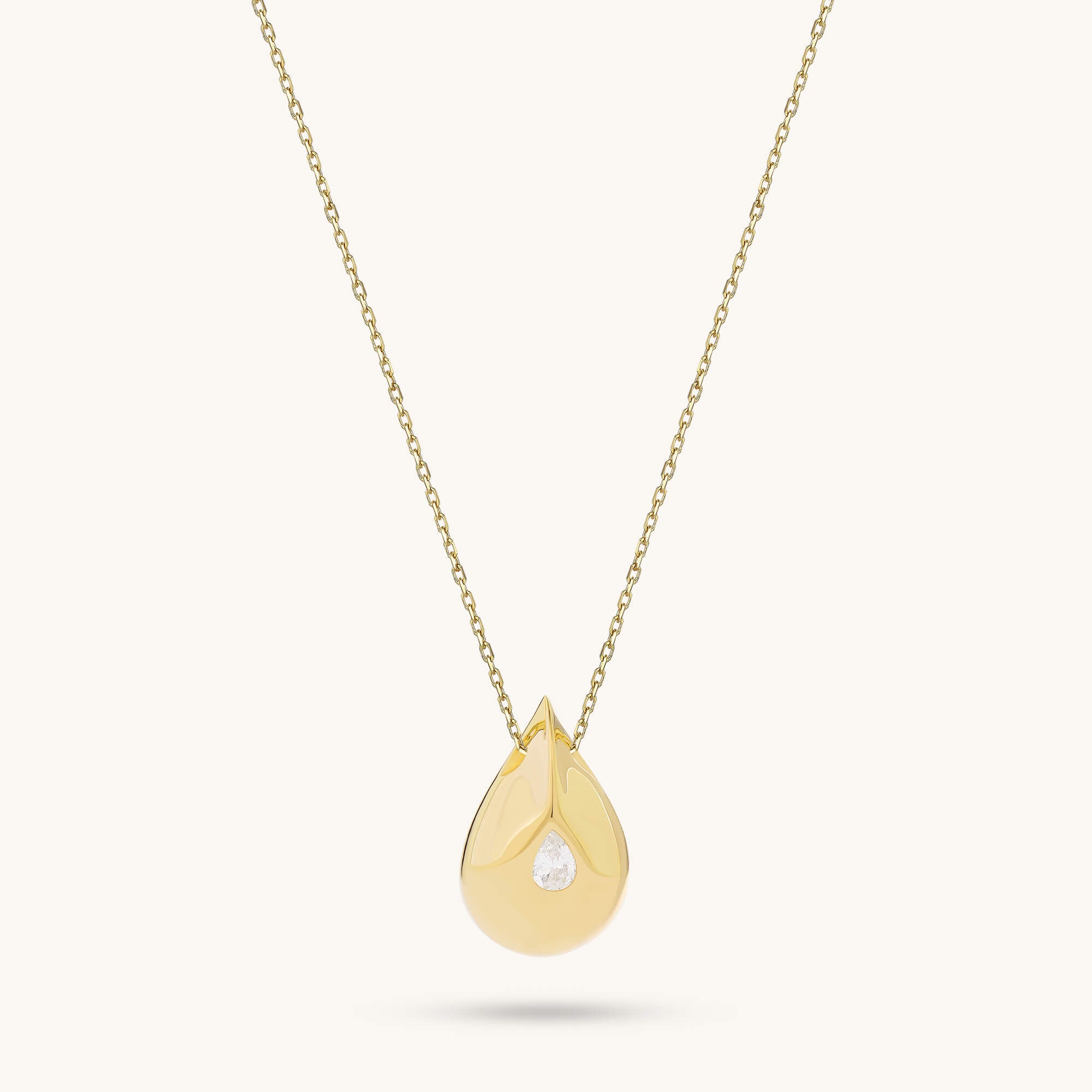 24K Gold Vermeil Dome Teardrop Necklace