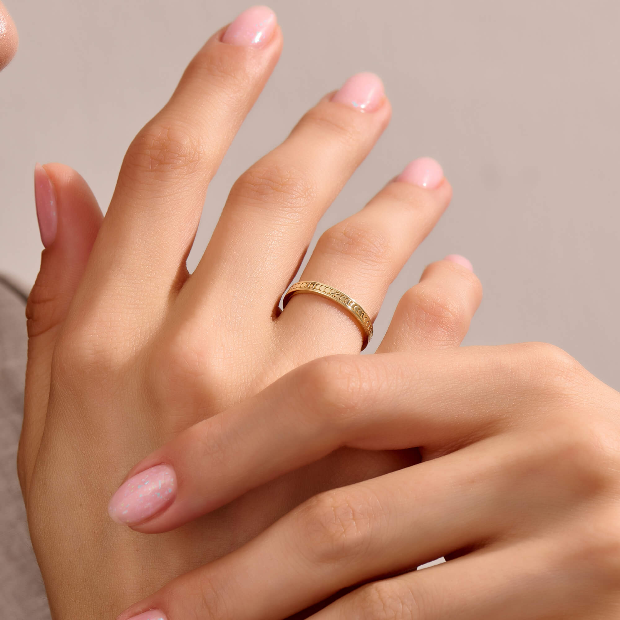 Women's Dot Band Ring in 14K Real Gold